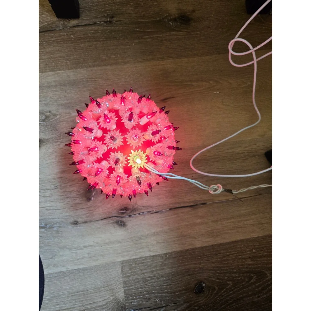 Vintage Style Red Lighted Starlight Sphere Christmas Holiday Decor Star Ball